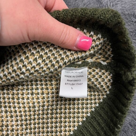 Andree by Unit Leopard Print Green Tan Sweater Size Large - Picture 5 of 5